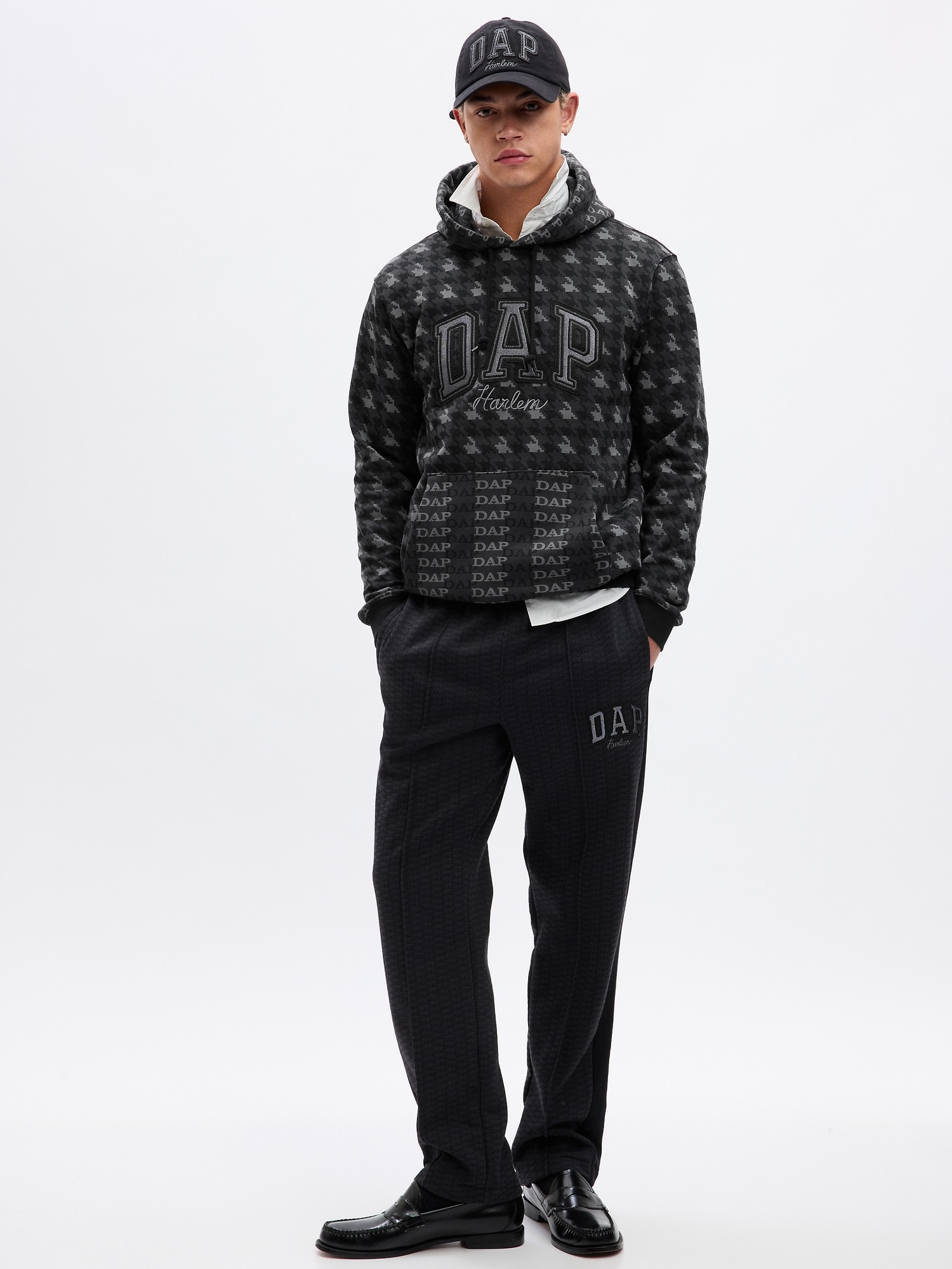 Gap Dap ×  Logo Hoodie In Houndstooth Grey