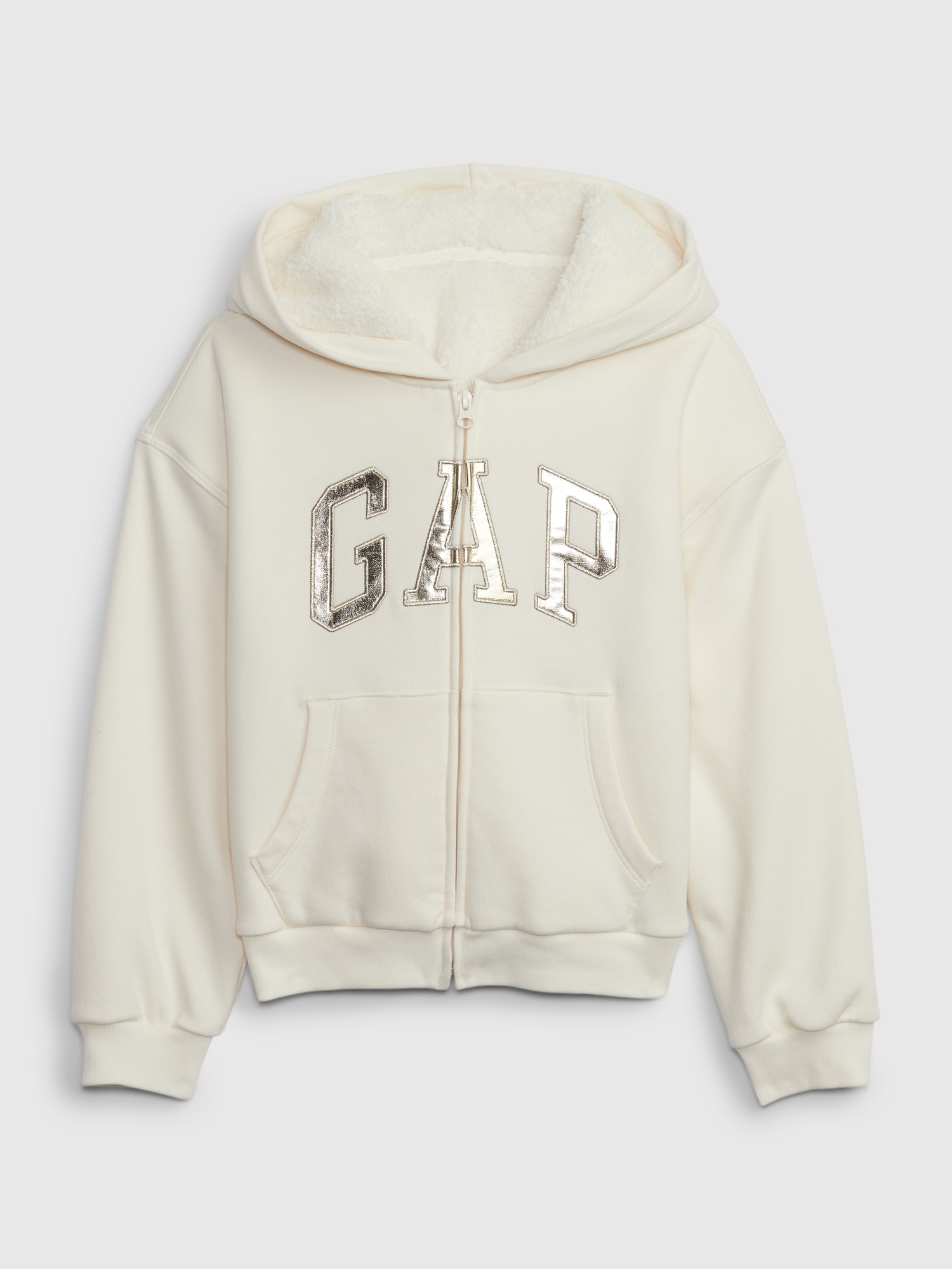 Gap Kids Sherpa-Lined Logo Hoodie