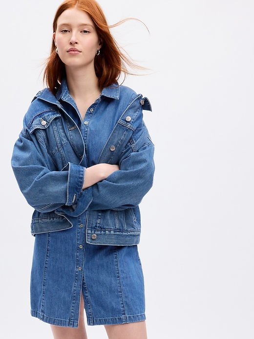 Image number 3 showing, Organic Cotton Puff Sleeve Denim Mini Dress