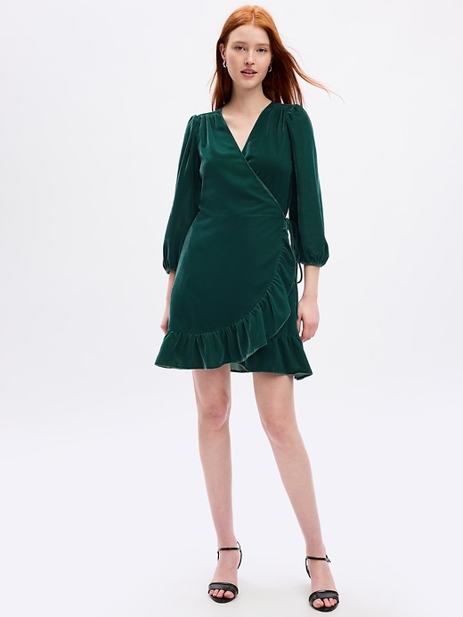 Image number 3 showing, Velvet Wrap Mini Dress