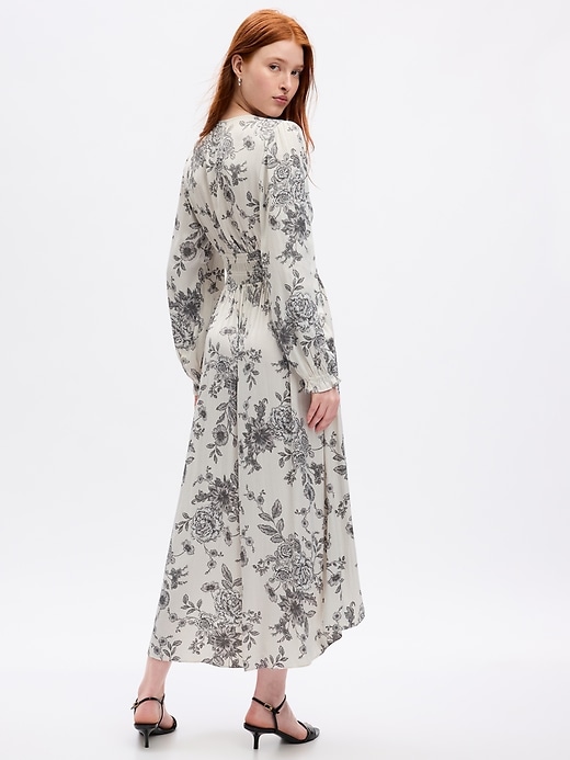 2 of 8 showing, with the color grey floral of product Smocked Floral Maxi Dress