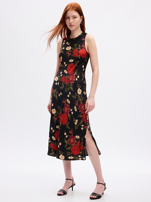 gap red satin dress Satin Empire Midi Dress