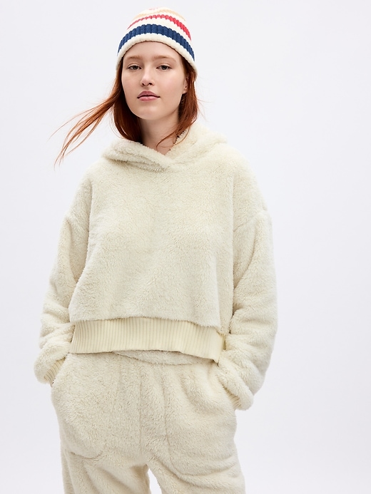 1 of 8 showing, with the color chino beige of product Recycled Sherpa Hoodie