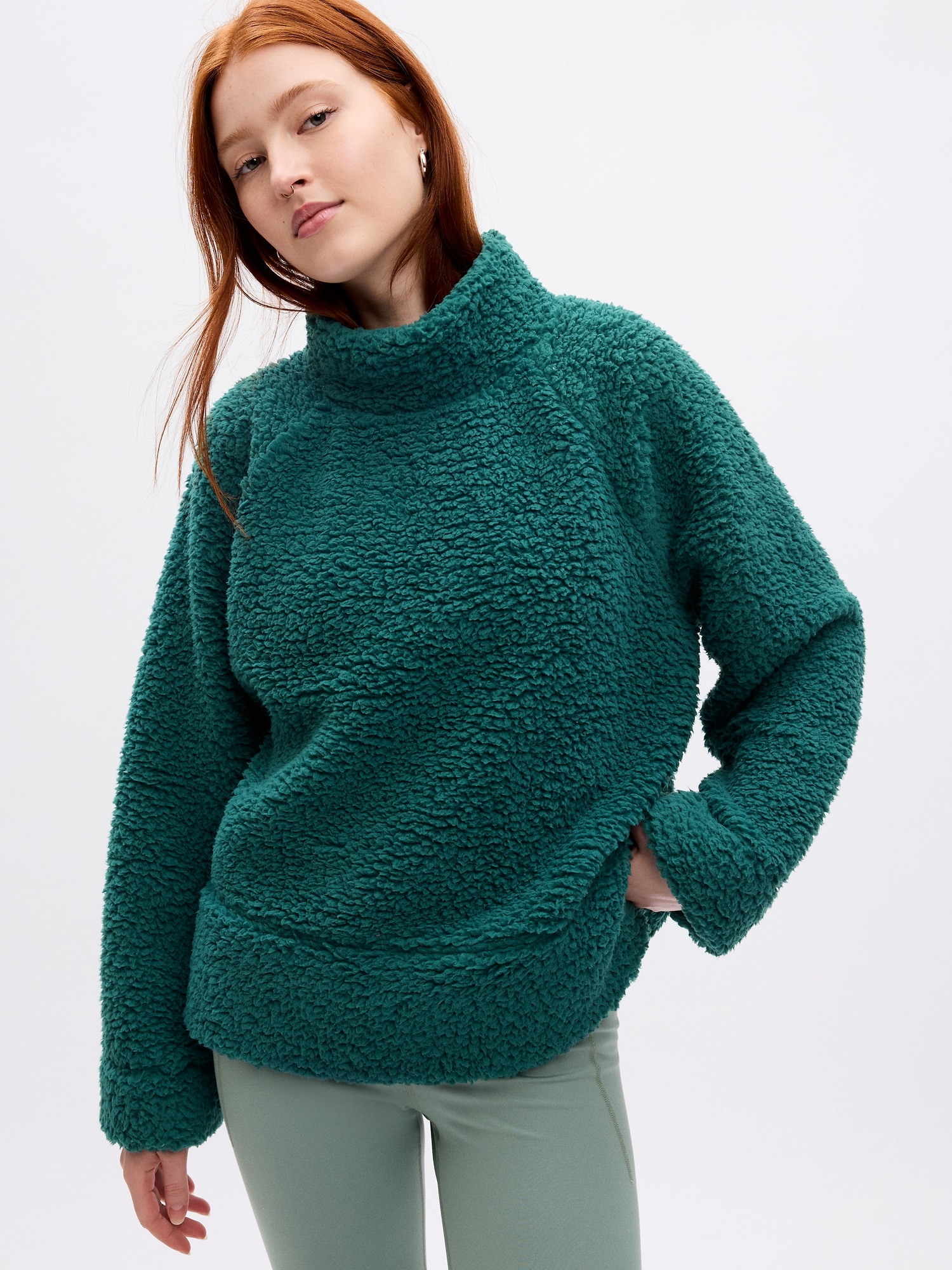 Mockneck Pullover Sherpa Sweatshirt