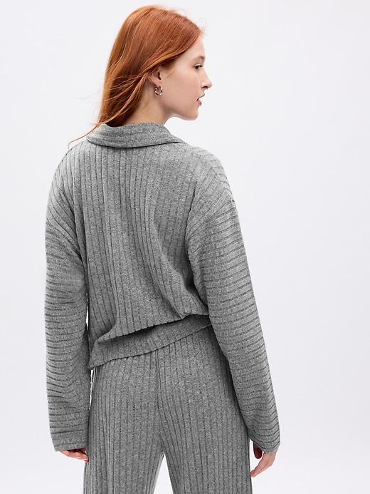 2 of 8 showing, with the color new heather grey of product Cozy Rib Henley PJ T-Shirt