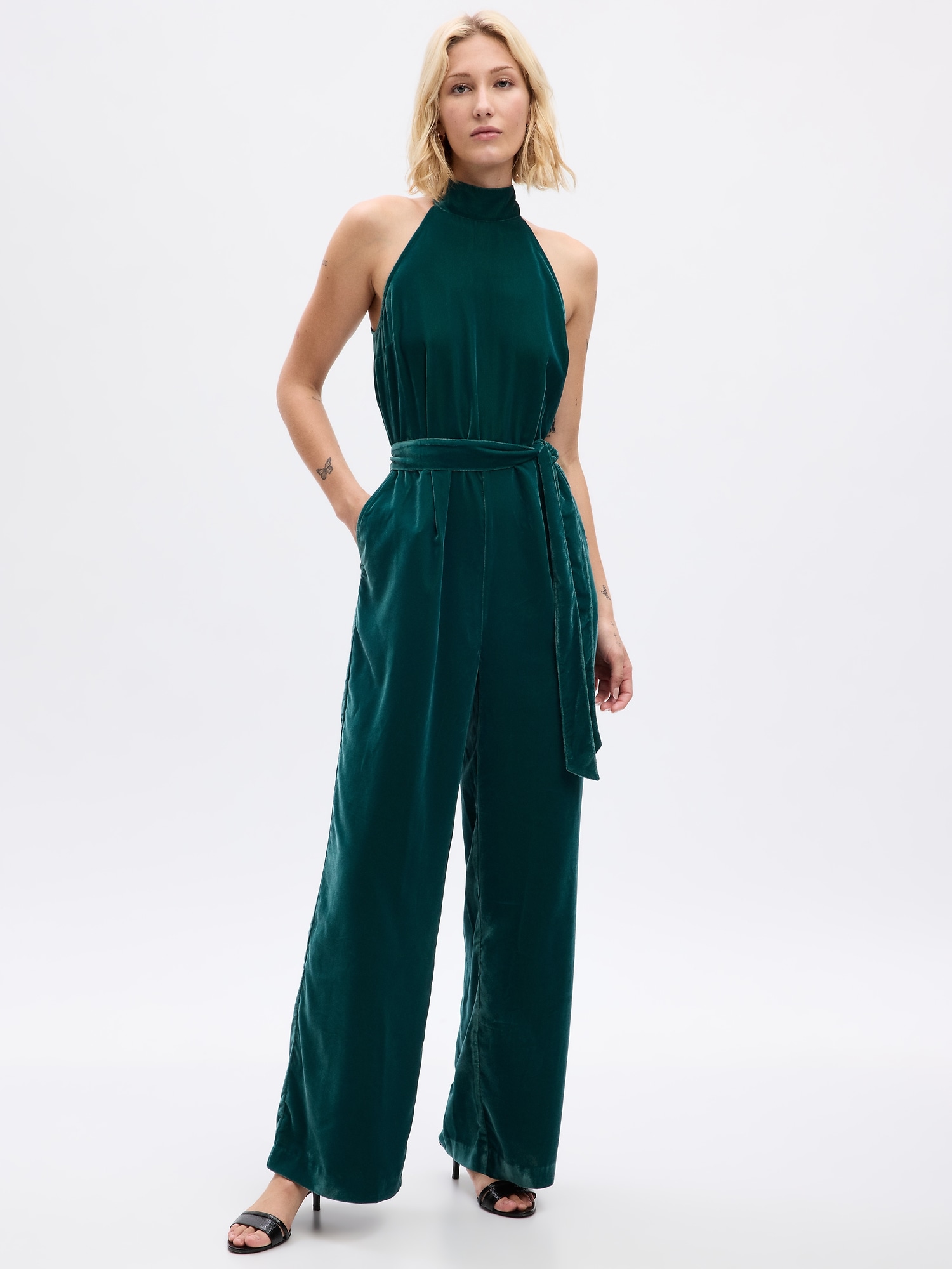 Velvet Halter Jumpsuit