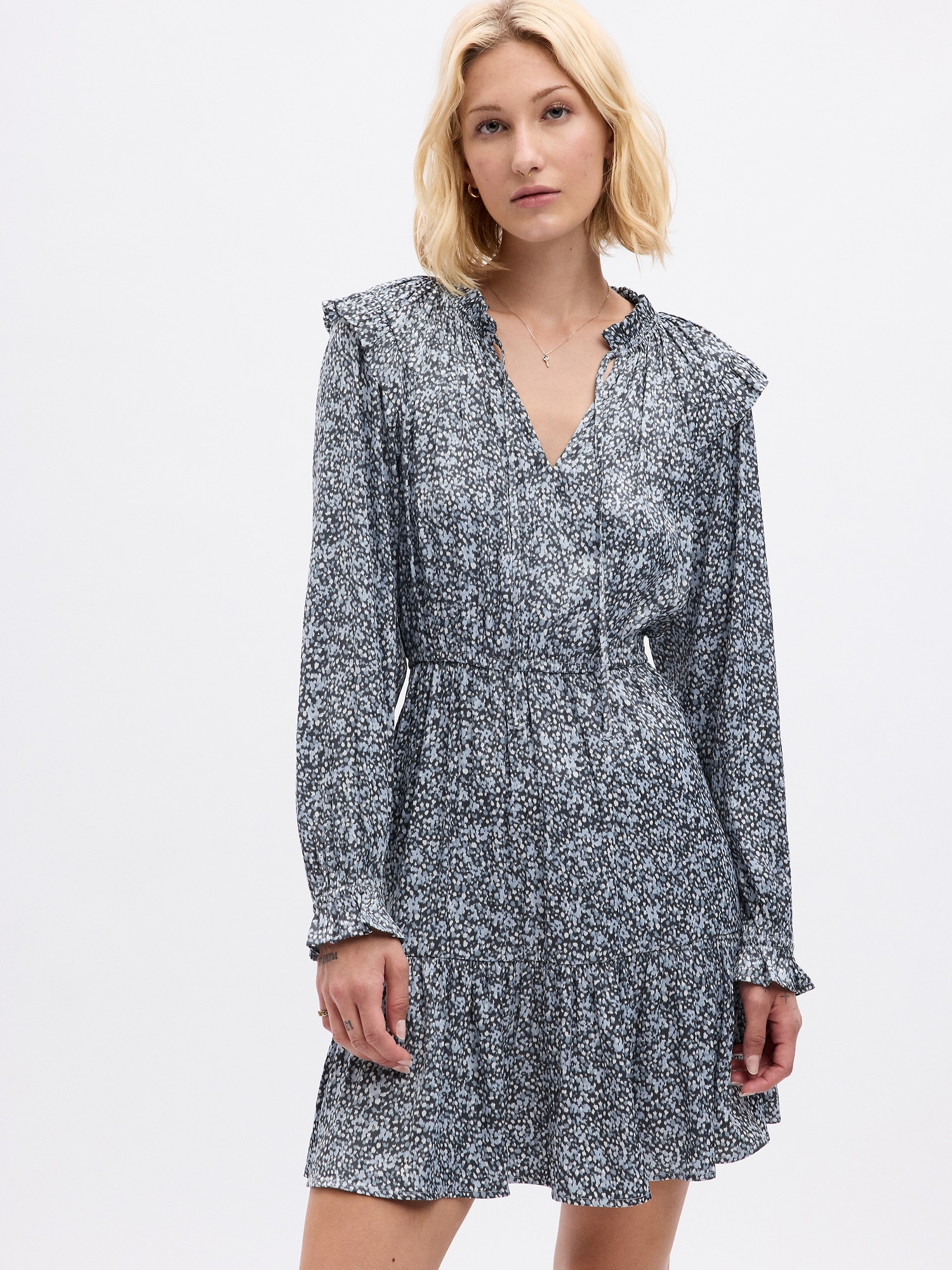 Split Neck Dress | Navy Lily