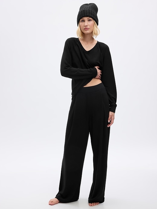 Image number 1 showing, Wide-Leg Pleated PJ Pants