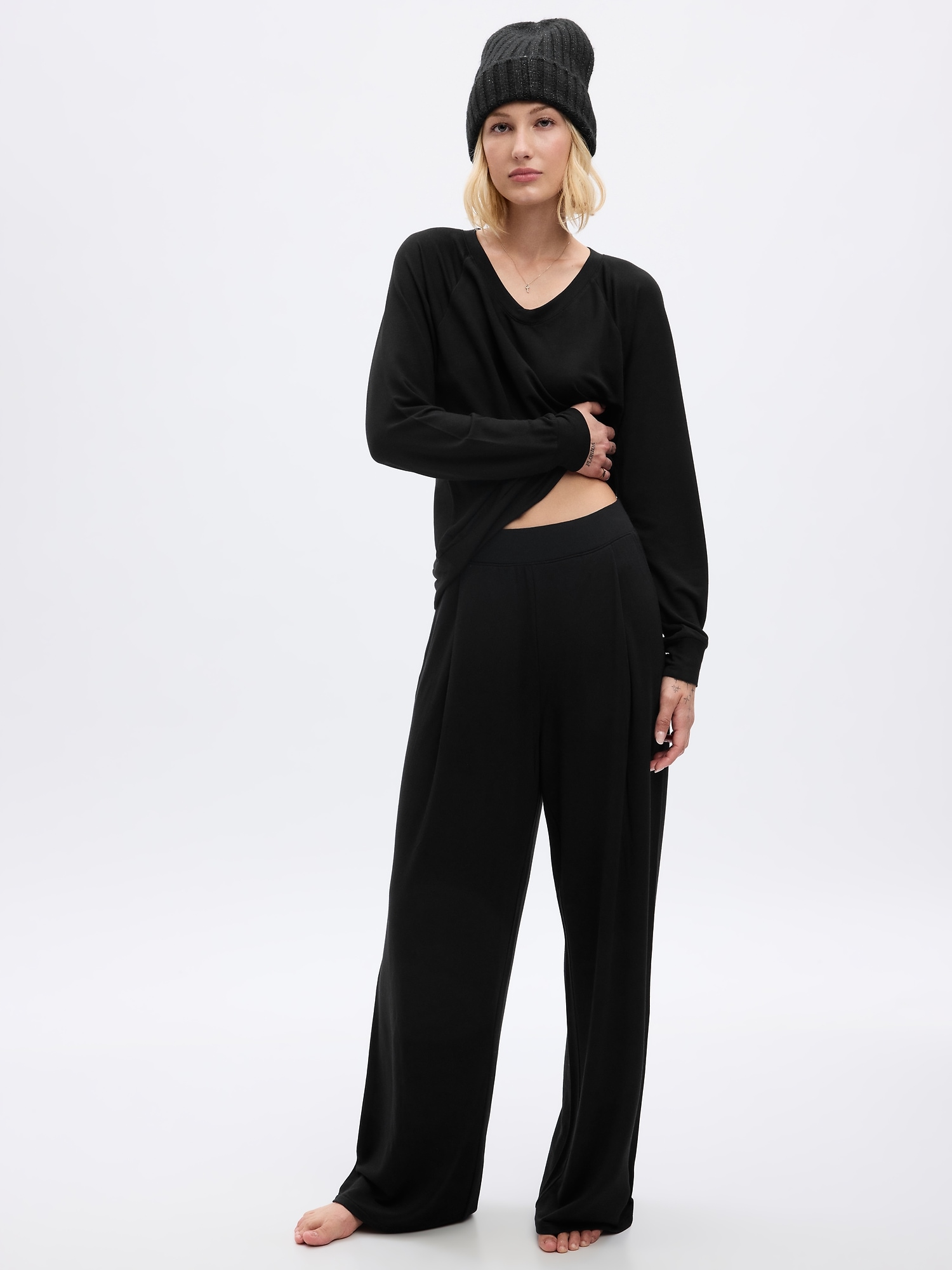 Wide-Leg Pleated PJ Pants | Gap