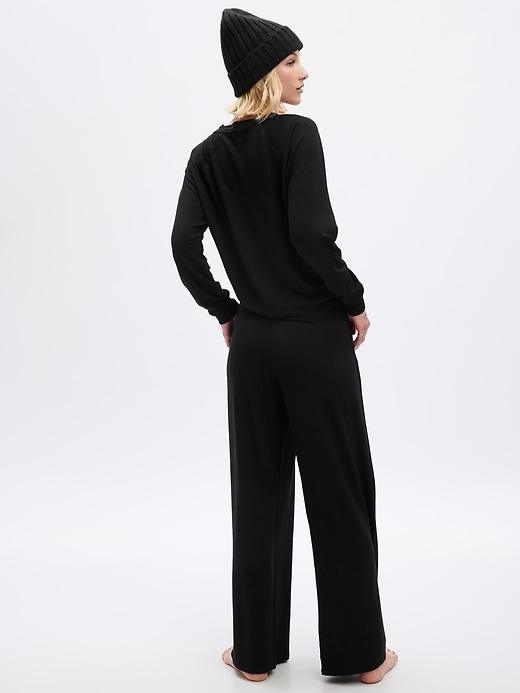2 of 8 showing, with the color true black of product Wide-Leg Pleated PJ Pants