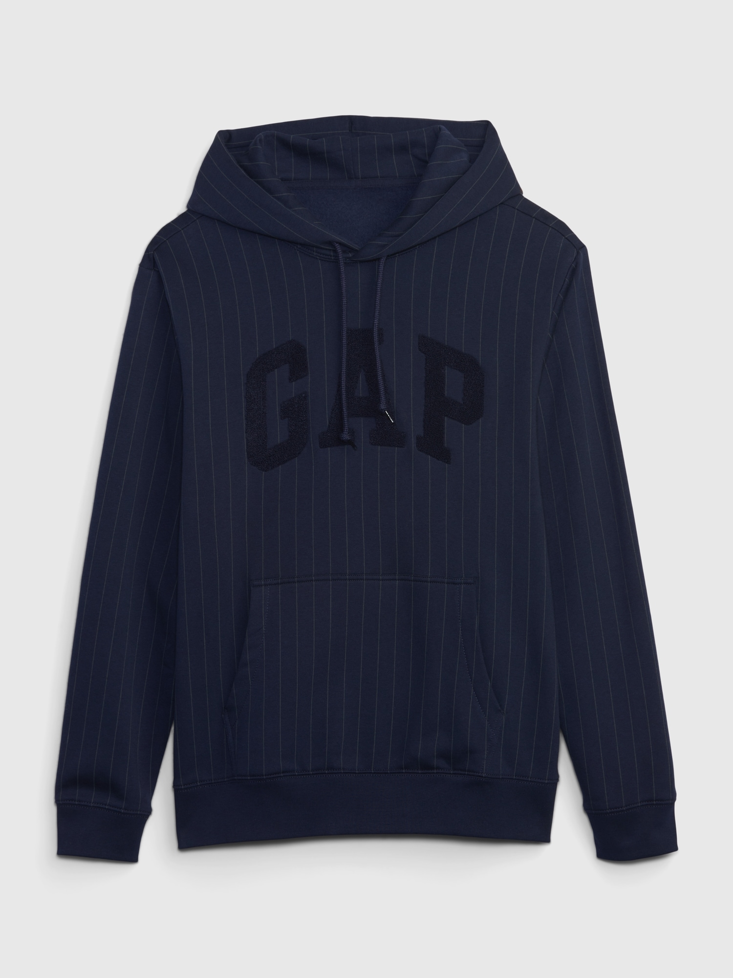 Gap Textured Arch Logo Hoodie In Navy Pinstripe