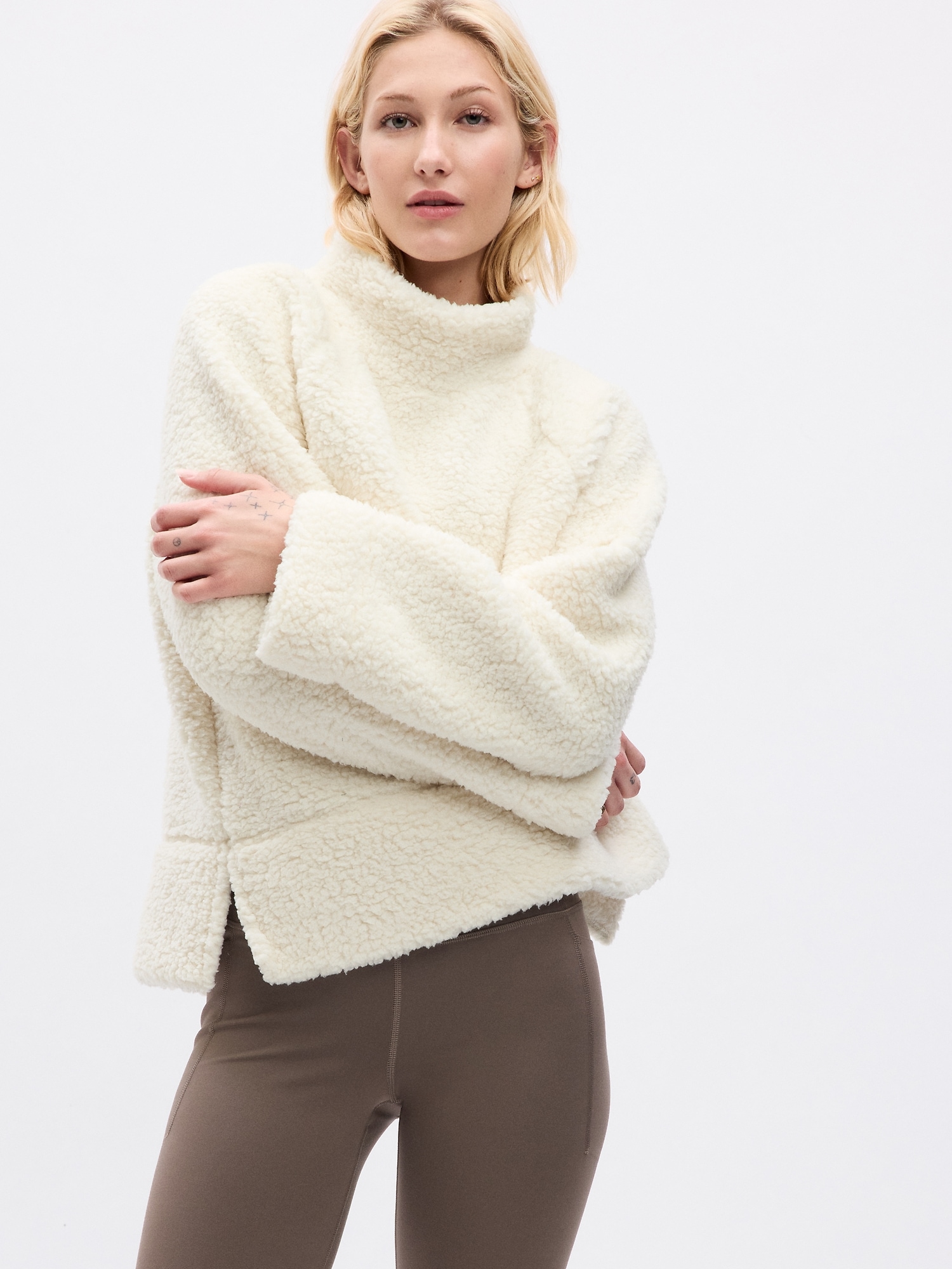 Mockneck Pullover Sherpa Sweatshirt