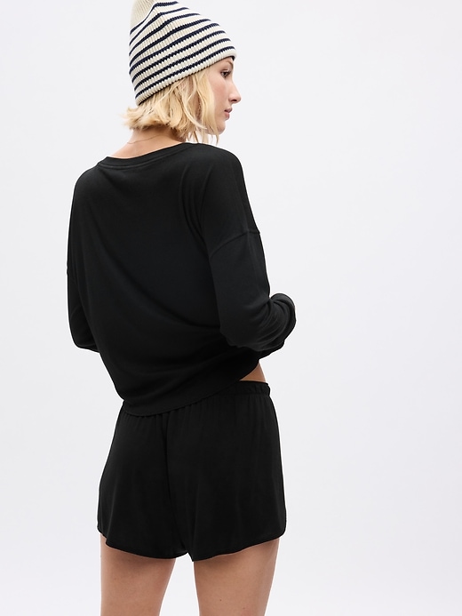 2 of 8 showing, with the color true black of product Rib Henley T-Shirt