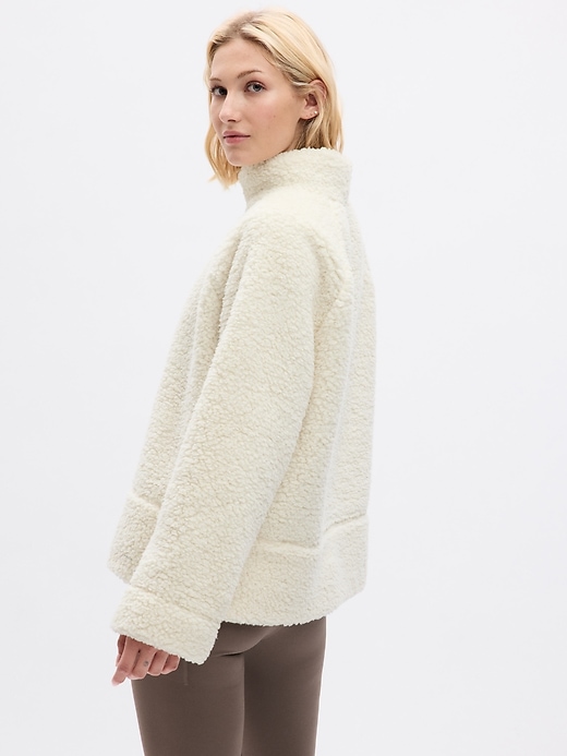 2 of 8 showing, with the color birch beige of product Mockneck Pullover Sherpa Sweatshirt