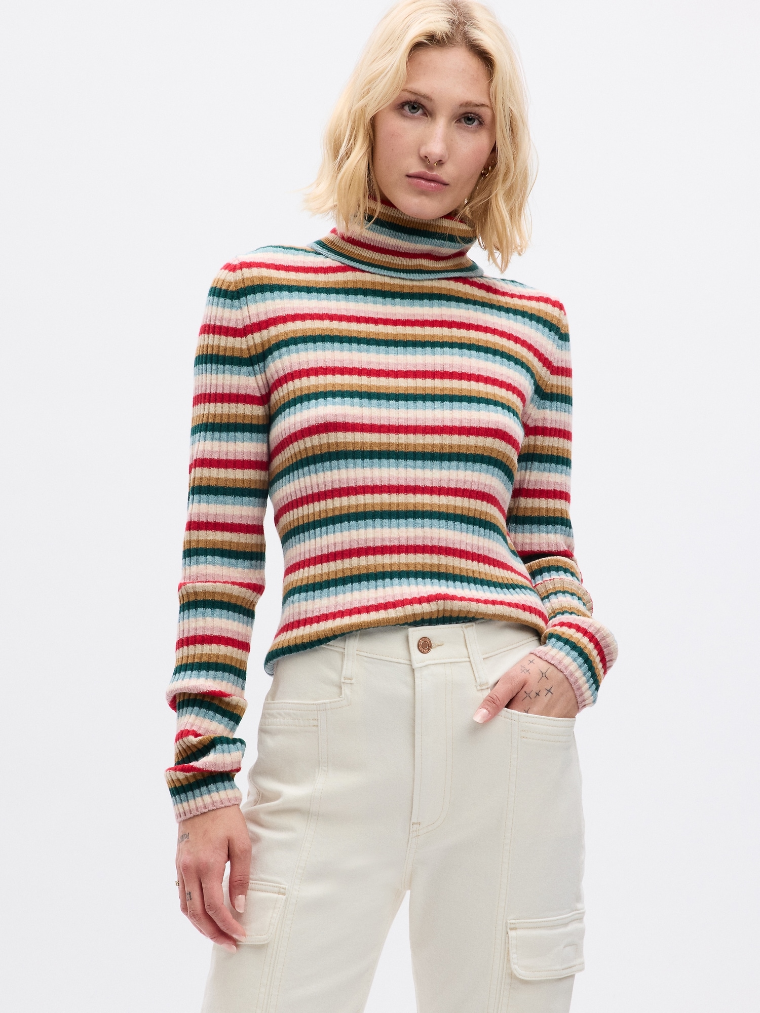 CashSoft Rib Turtleneck Sweater