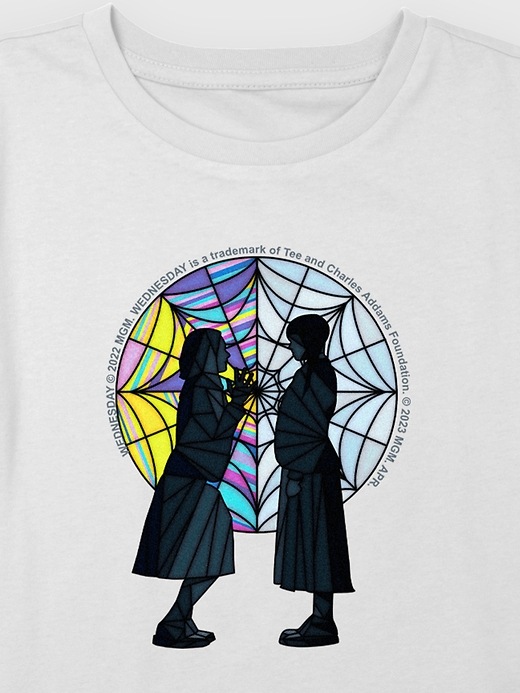 2 of 8 showing, with the color WHITE of product Kids Wednesday Stained Glass Graphic Boxy Crop Tee