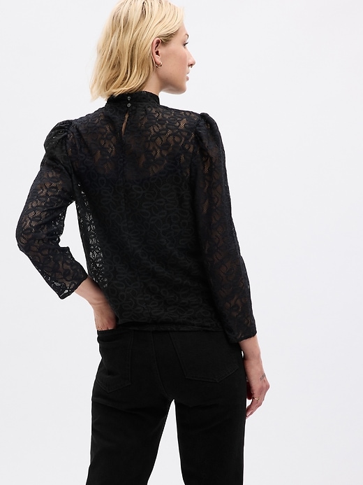 2 of 8 showing, with the color BLACK of product Crochet Lace Top