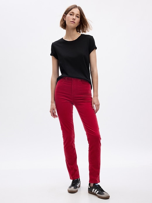 Image number 1 showing, High Rise Velvet Vintage Slim Pants