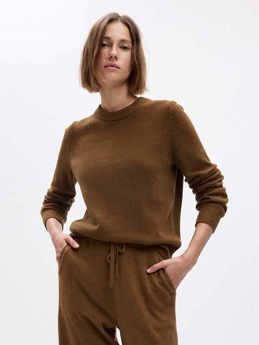 1 of 8 showing, with the color cocoa powder brown of product CashSoft Crewneck Sweater