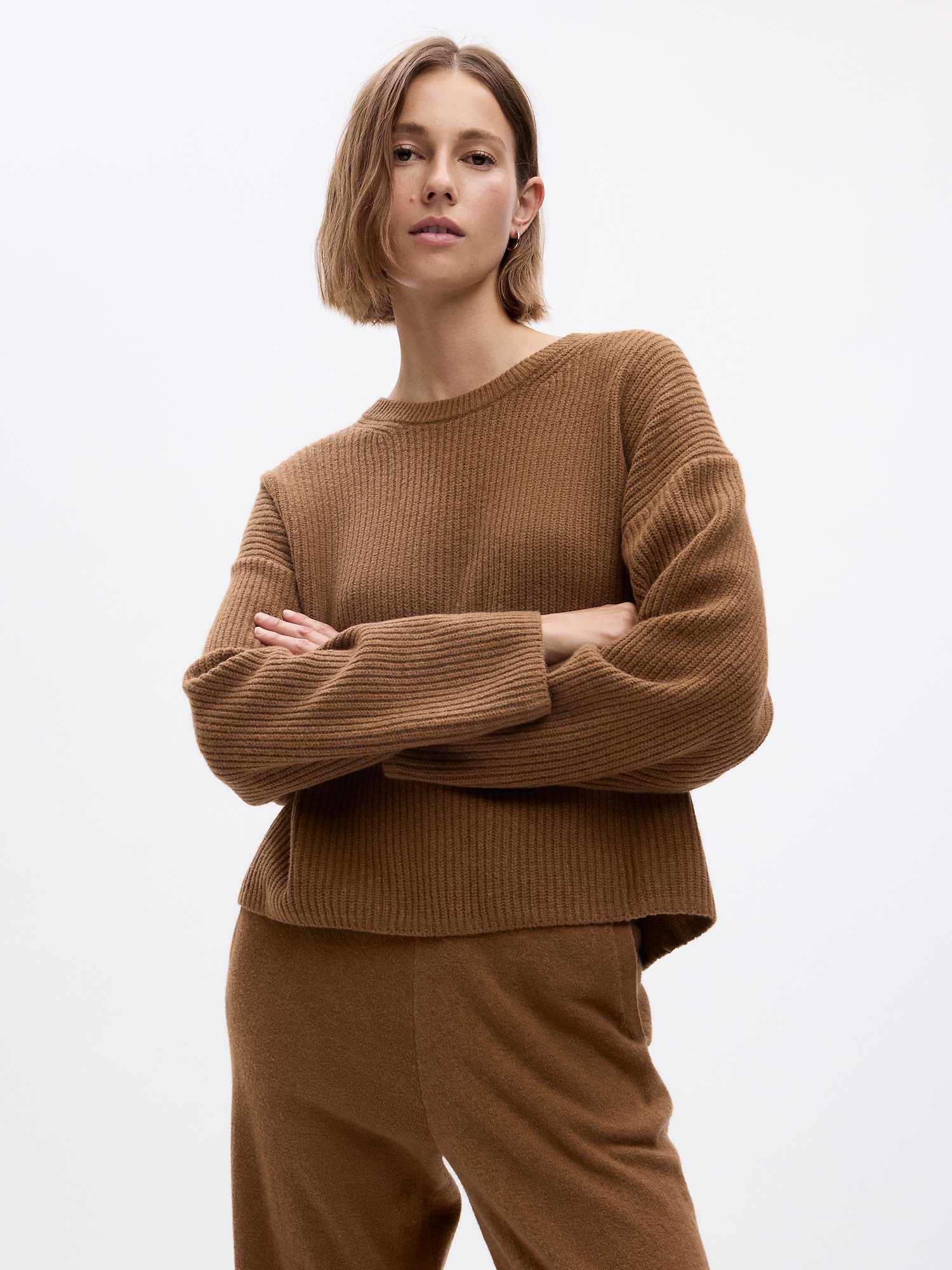 Gap Cashsoft Relaxed Rib Sweater In Cocoa Powder Brown