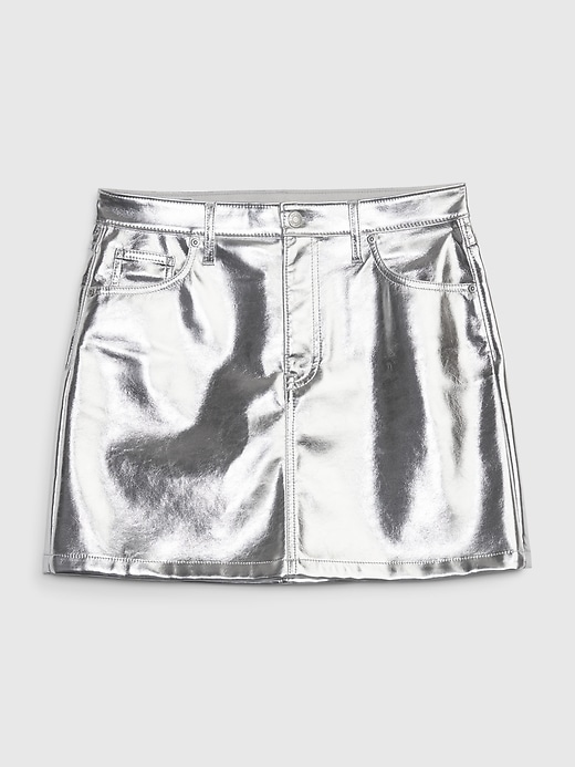 Image number 6 showing, Metallic Vegan Leather Mini Skirt