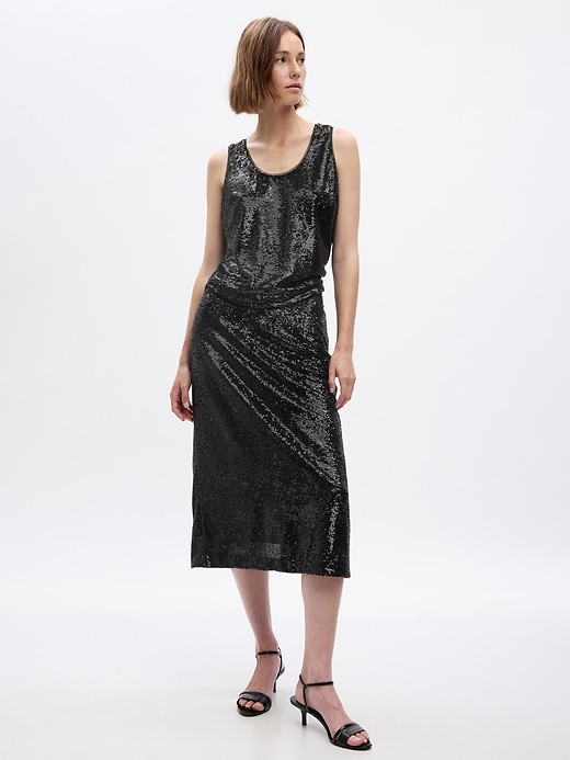 Image number 1 showing, Sequin Midi Pencil Skirt