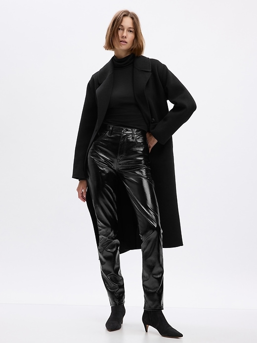 Image number 1 showing, High Rise Vegan Patent Leather Vintage Slim Pants