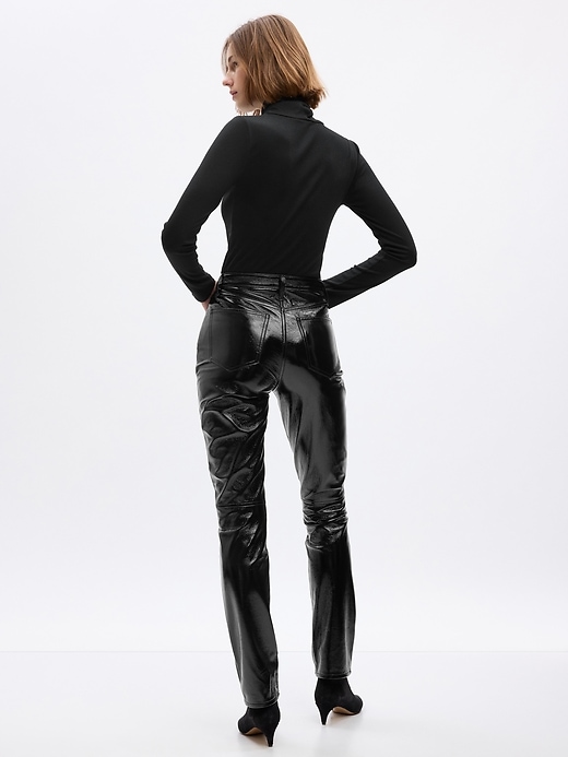 Image number 2 showing, High Rise Vegan Patent Leather Vintage Slim Pants