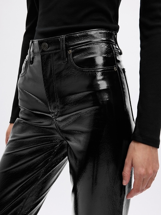 Image number 3 showing, High Rise Vegan Patent Leather Vintage Slim Pants