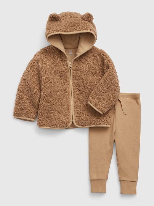 1 of 8 showing, with the color brannan brown of product Baby Sherpa Outfit Set