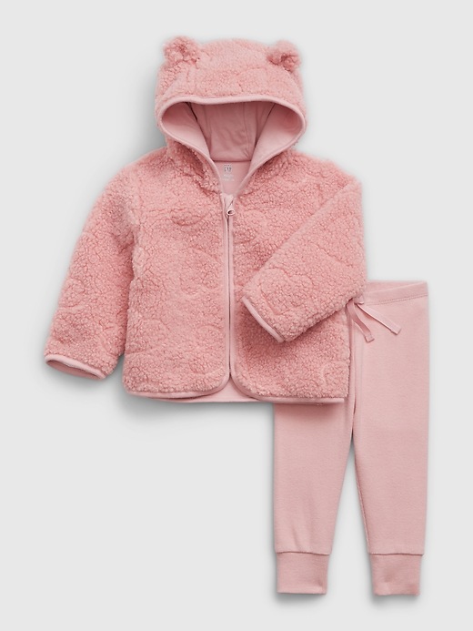 1 of 8 showing, with the color pink standard of product Baby Sherpa Outfit Set