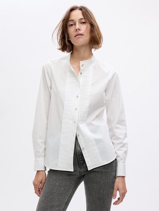 Pintuck Stretch Cotton Shirt main image 0