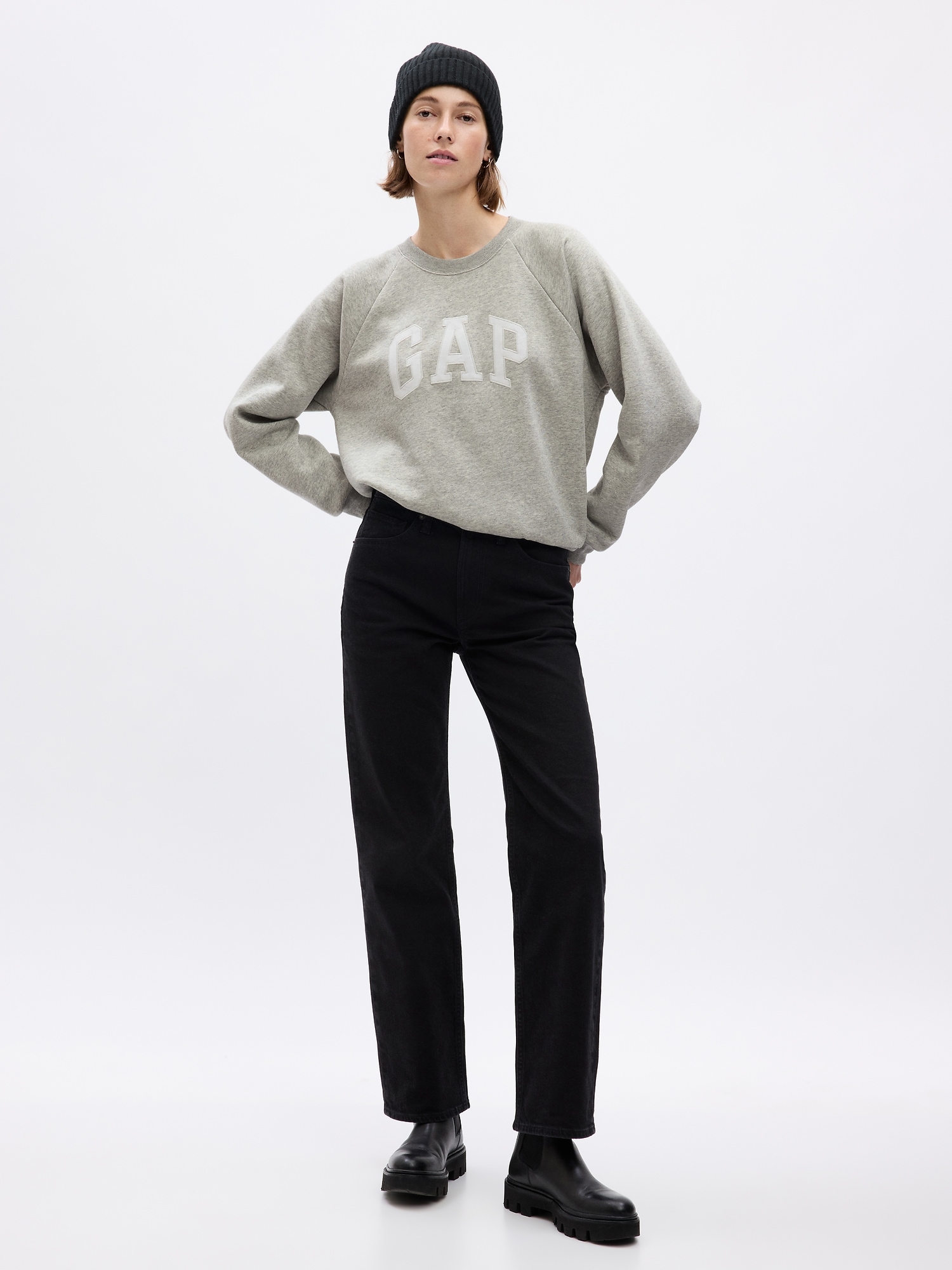 Gap Vintage Soft Arch Logo Sweater In Light Grey
