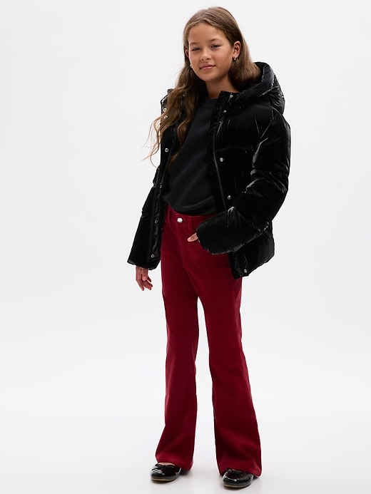1 of 8 showing, with the color red sled of product Kids High Rise Velvet '70s Flare Jeans
