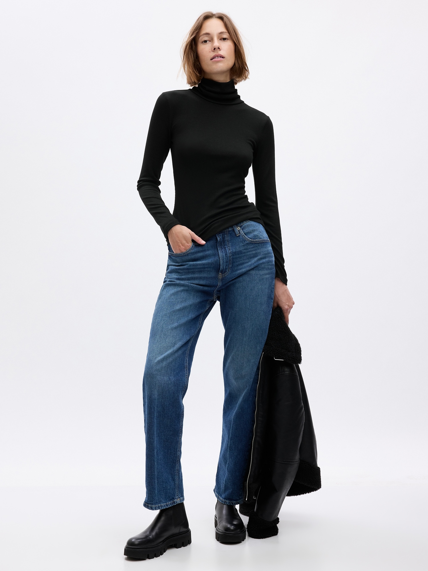 Gap Mini Rib Turtleneck T-Shirt