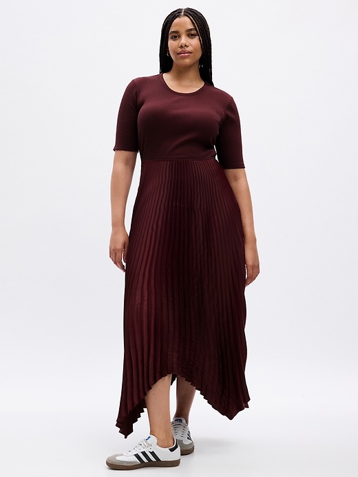 gap satin pleated midi dress Satin Pleated Midi Dress