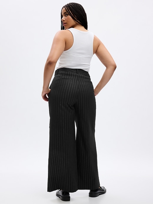 Image number 5 showing, High Rise Metallic Stripe Wide-Leg Trousers