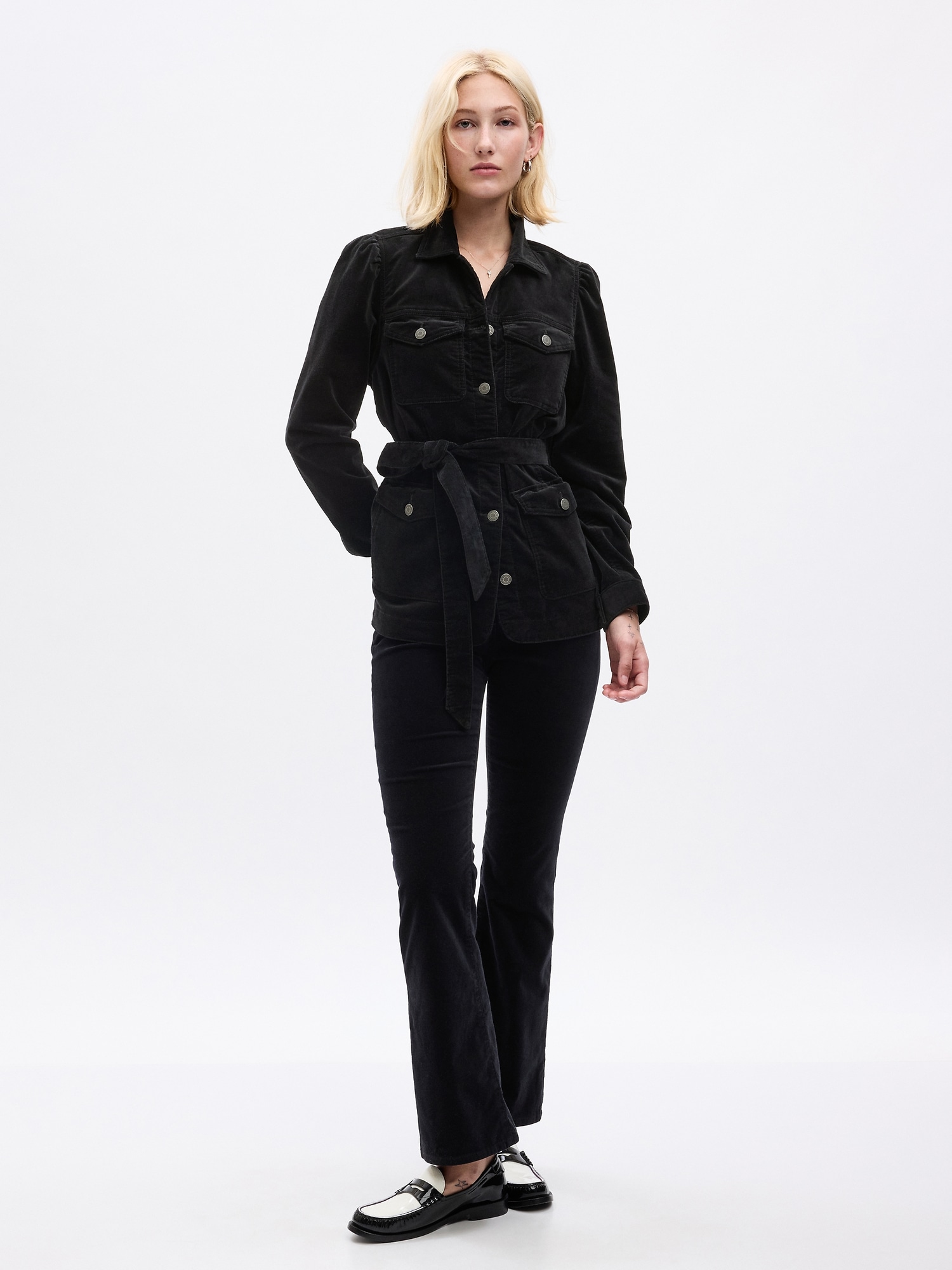 Velvet Belted Utility Jacket Gap