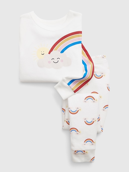 1 of 8 showing, with the color new off white of product babyGap Organic Cotton Rainbow PJ Set
