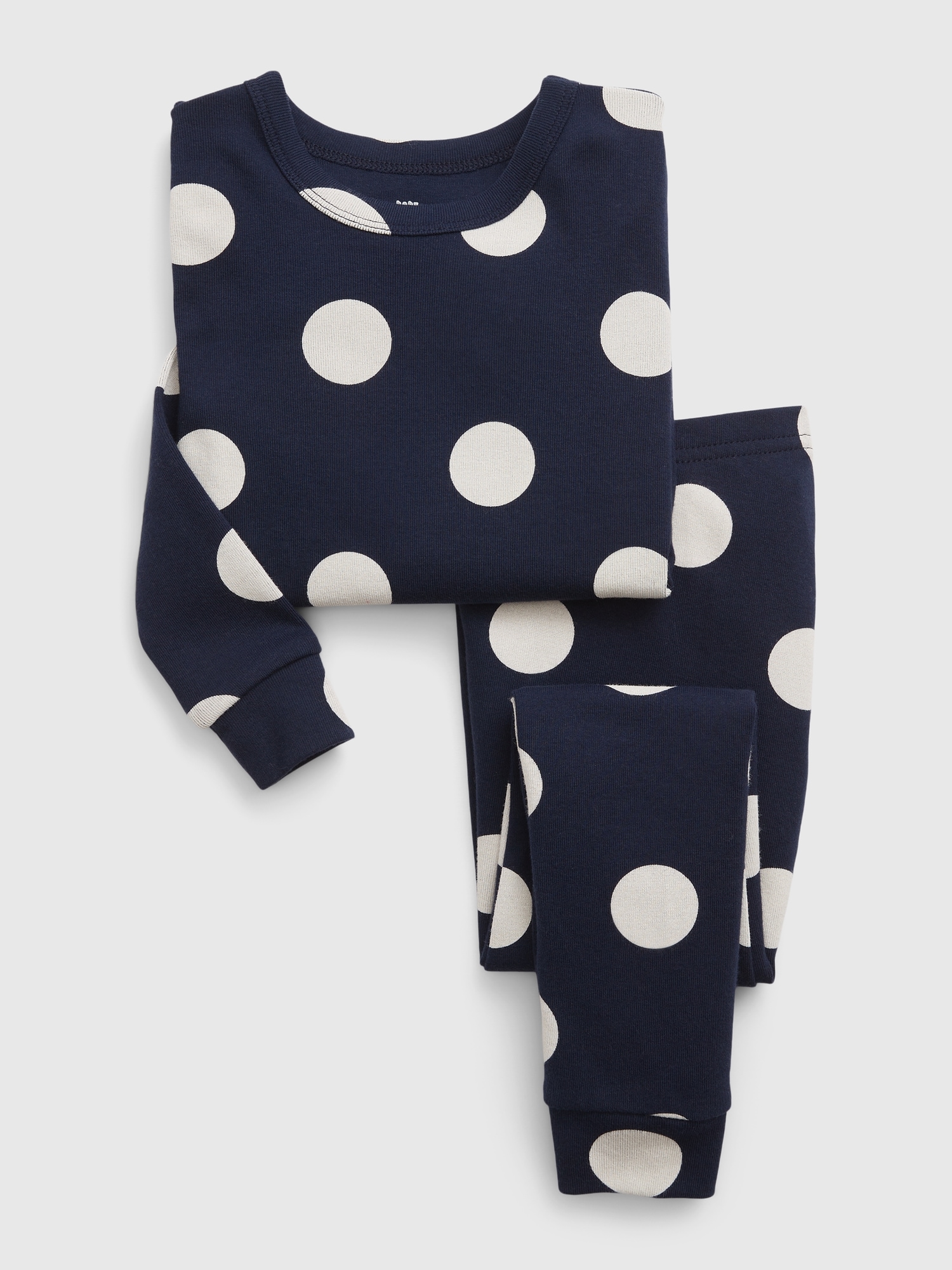 Gap Baby Organic Cotton Holiday Pj Set In Navy Blue Dot