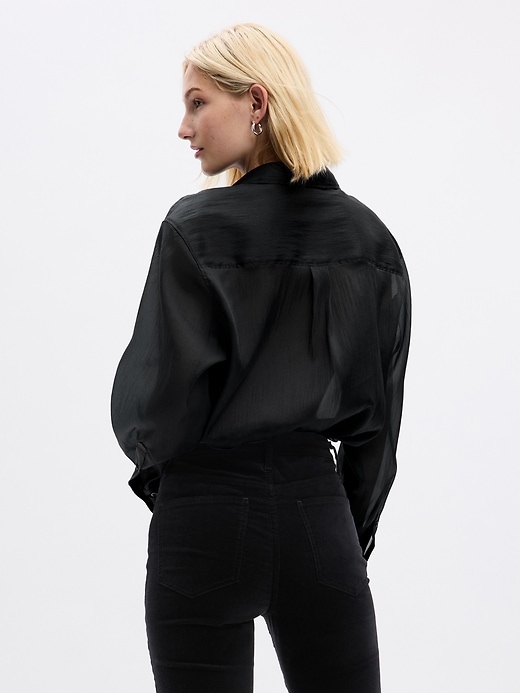 2 of 8 showing, with the color BLACK of product Sheer Organza Big Shirt