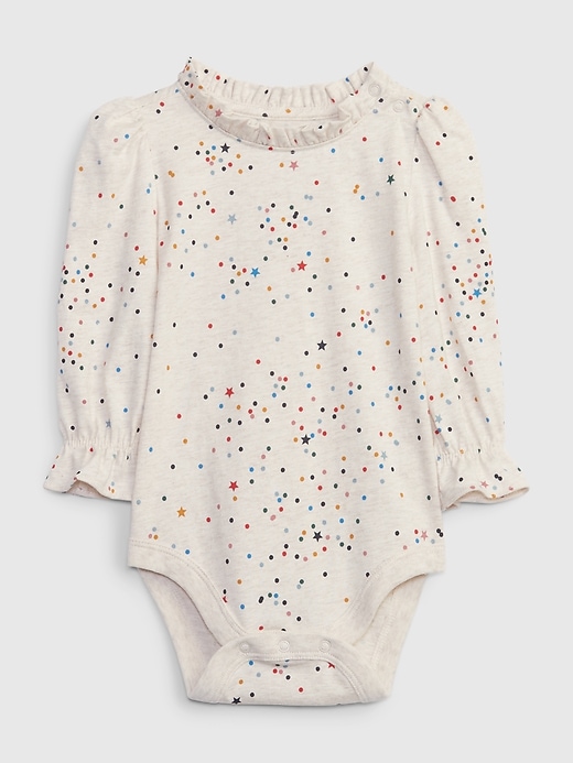 1 of 8 showing, with the color oatmeal heather beige of product Baby & Toddler Mix & Match Ruffle Bodysuit