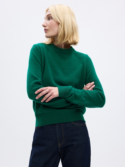 1 of 8 showing, with the color going green of product CashSoft Crewneck Sweater