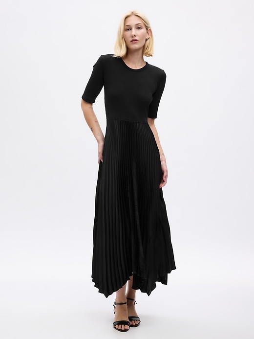 Image number 1 showing, Satin Pleated Midi Dress