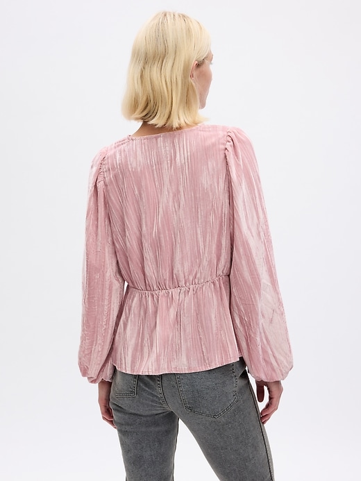 2 of 8 showing, with the color cavan rose pink of product Velvet Balloon Sleeve Top