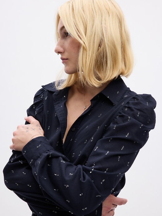 Image number 3 showing, Embroidered Puff Sleeve Shirt