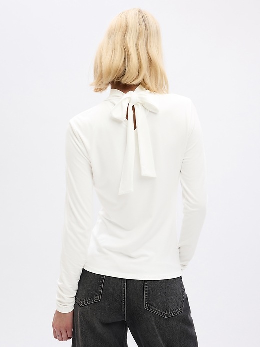 2 of 8 showing, with the color new off white of product Tie-Back Turtleneck T-Shirt