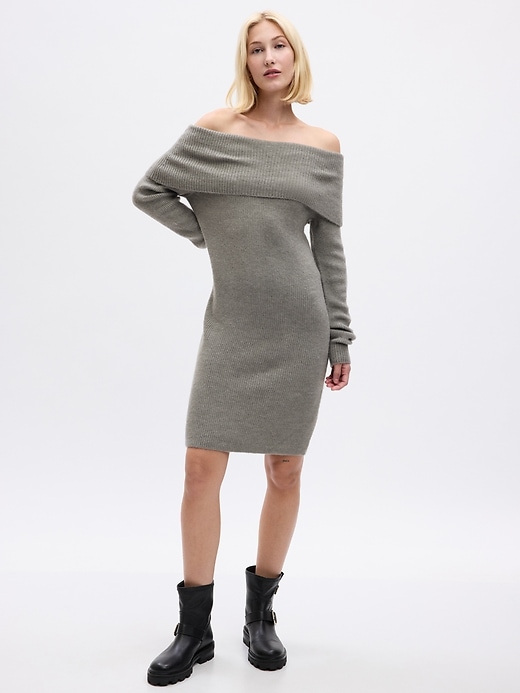 Image number 7 showing, Off-Shoulder Mini Sweater Dress