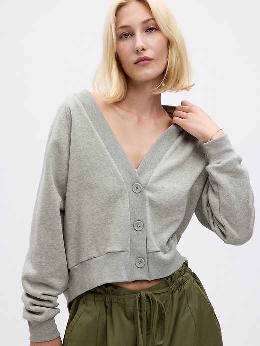 Image number 4 showing, Vintage Soft Cropped Sweatshirt Cardigan