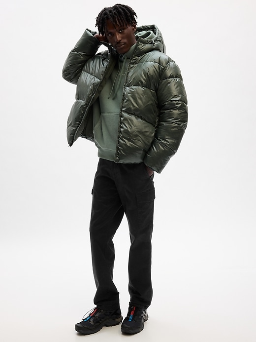 View large product image 1 of 1. Recycled High Shine Puffer Jacket
